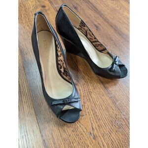 BCBG Peep Toe Wedges Black 8.5 BCBGeneration